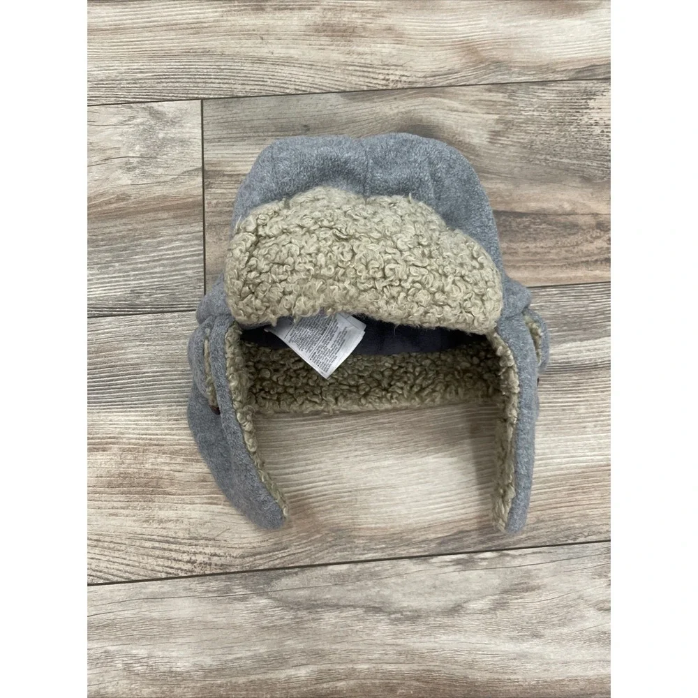 Gap Kids Toddler Boy Gray Fleece Trapper Hat Faux Fur L/XL 54-56cm